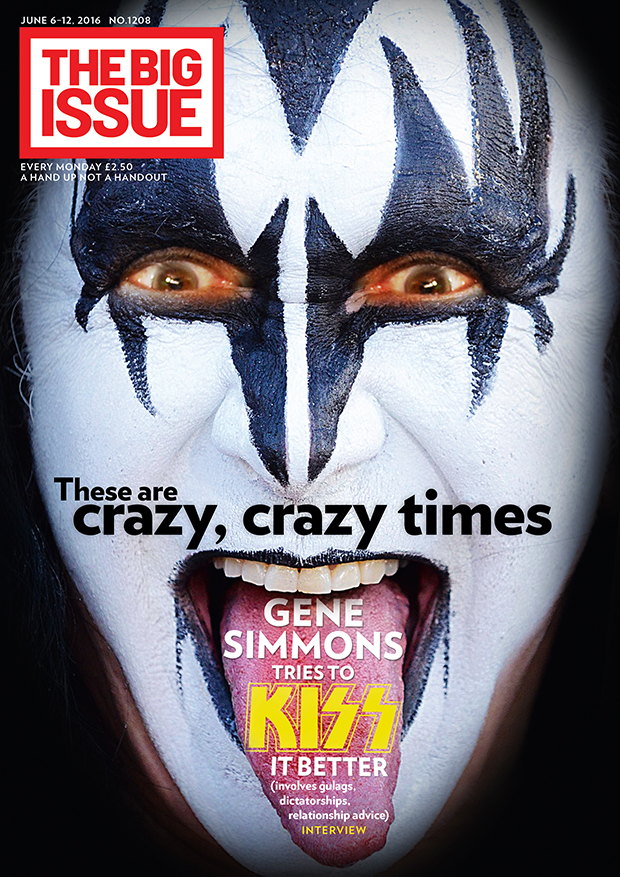 These are crazy, crazy times – Gene Simmons tries to kiss it better
