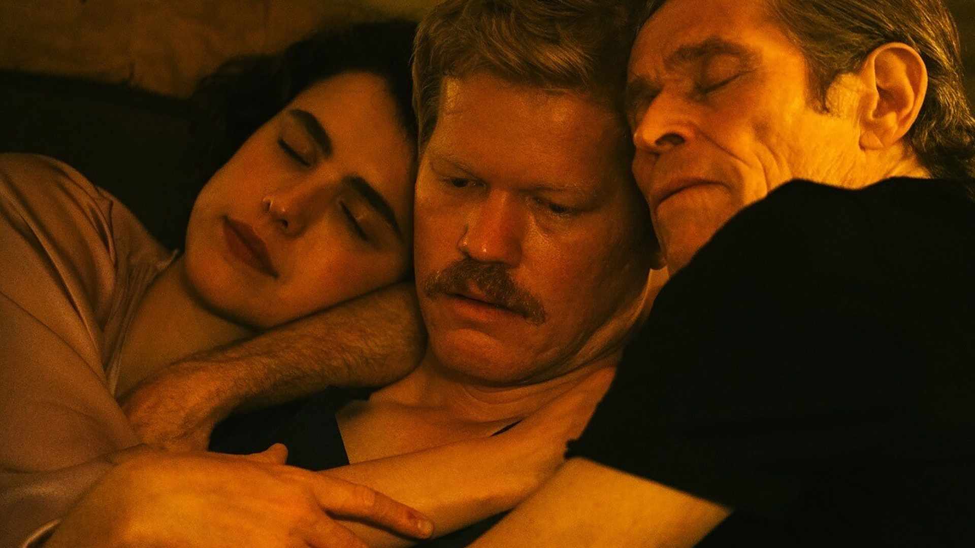 Margaret Qualley, Jesse Plemons and Willem Dafoe in Yorgos Lanthimos' 'Kinds of Kindness'