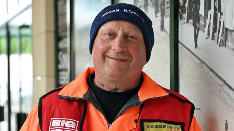 Big Issue seller Ian, pictured on his pitch in Wetherby