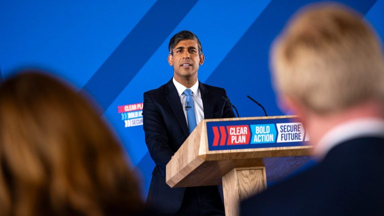 Rishi Sunak at the Conservative 2024 election manifesto launch