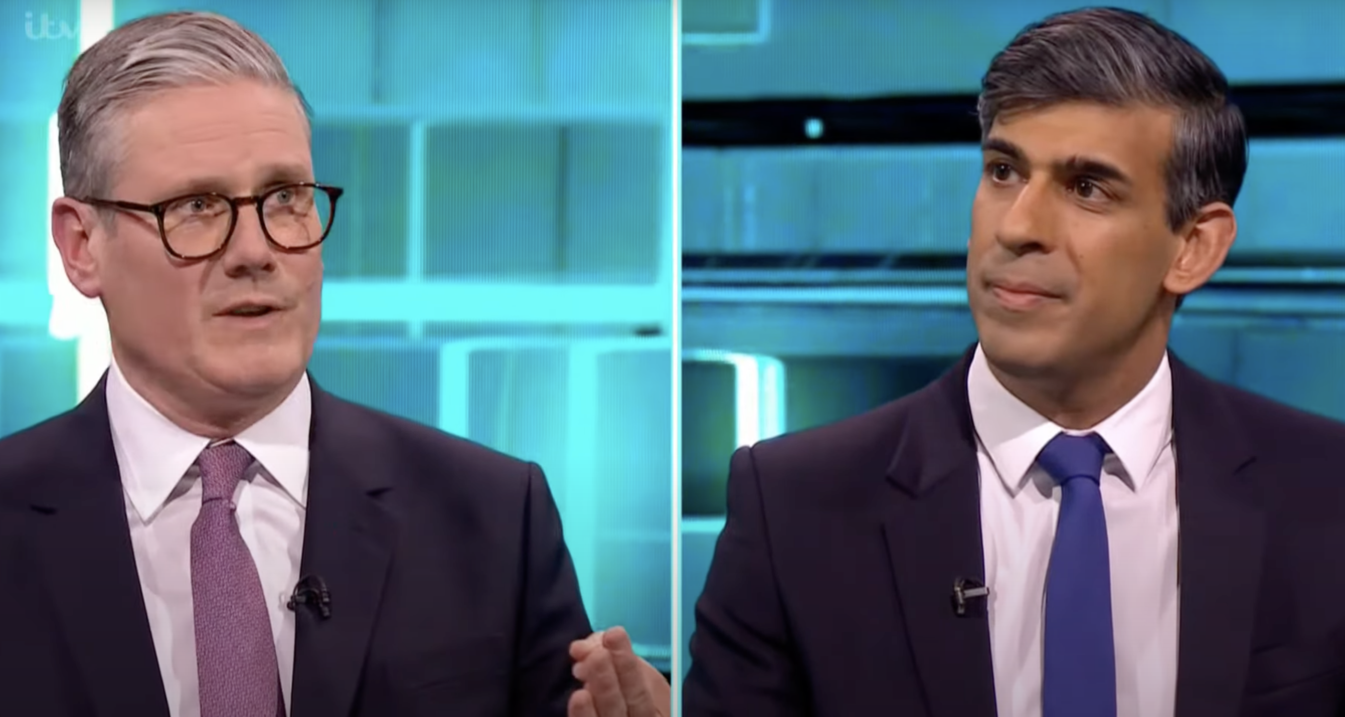 Keir Starmer and Rishi Sunak during the first TV debate of the 2024 general election campaign