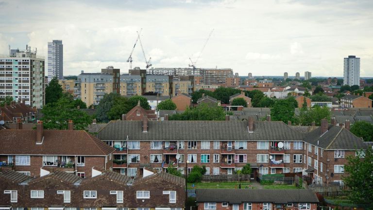 View of houses and city skyline to illustrate story on temporary accommodation