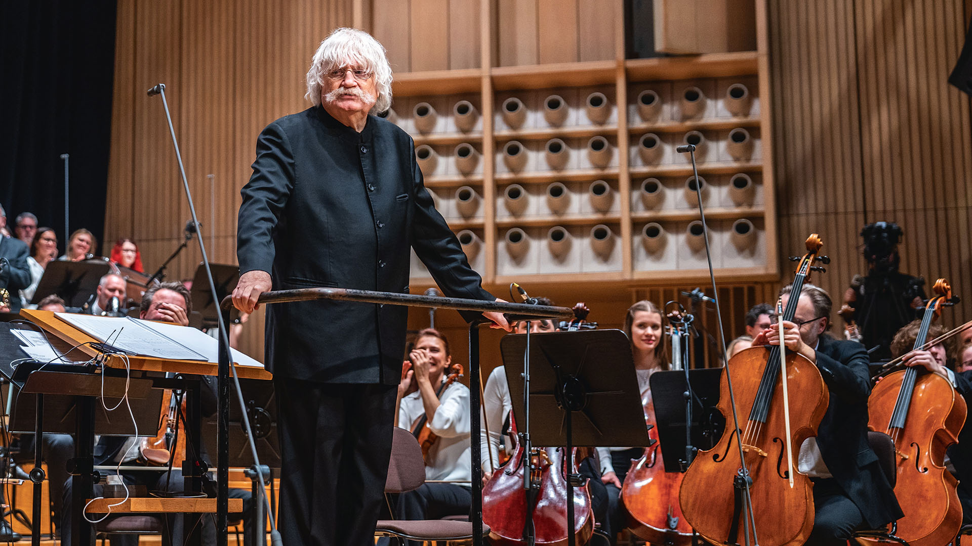 Sir Karl Jenkins onstage in Austria in 2023