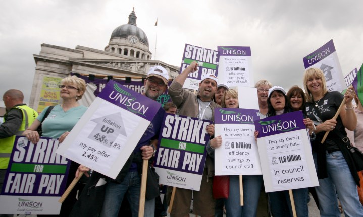 Unison key workers at a protest