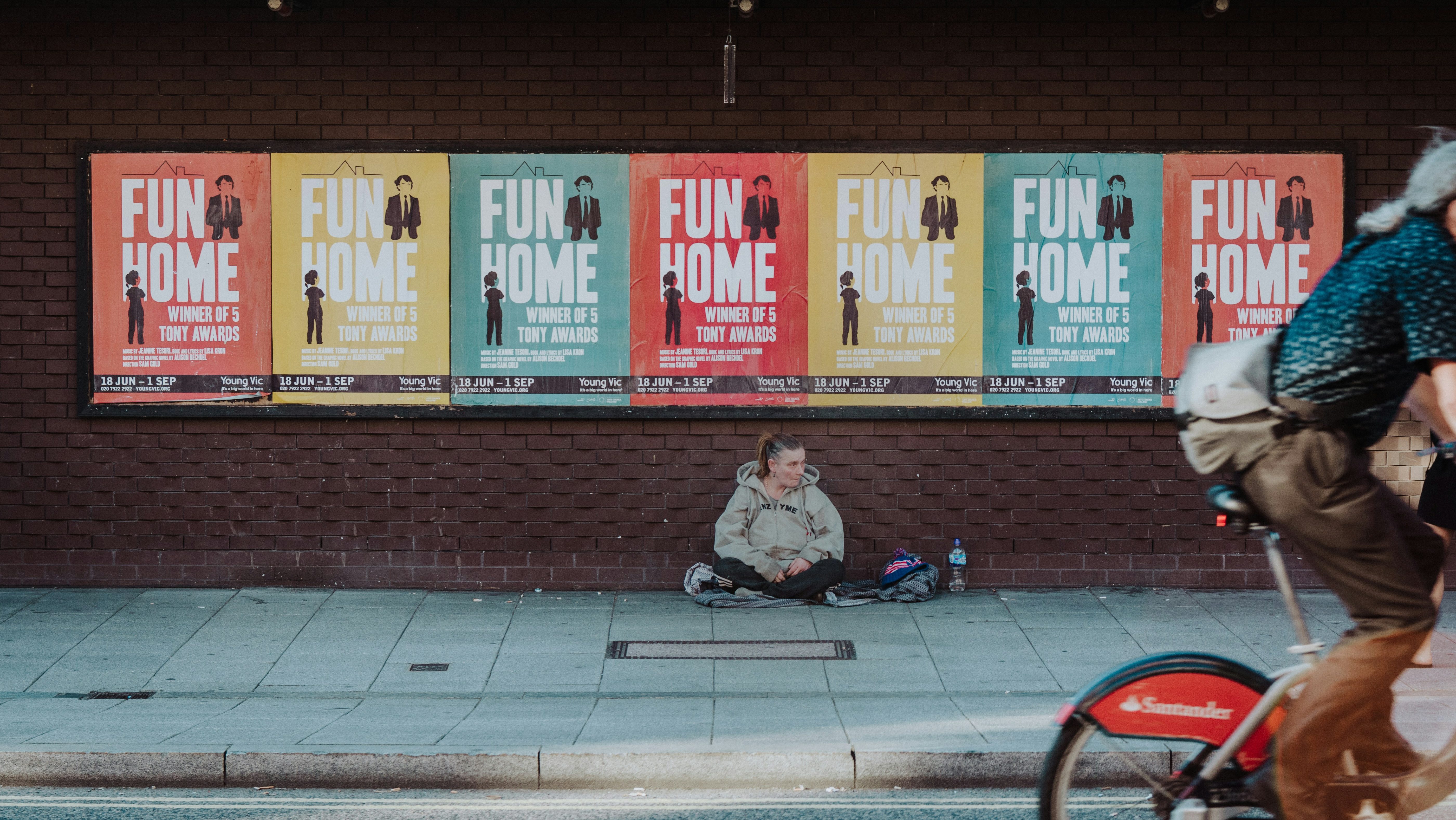 A person experiencing homelessness on the streets of London