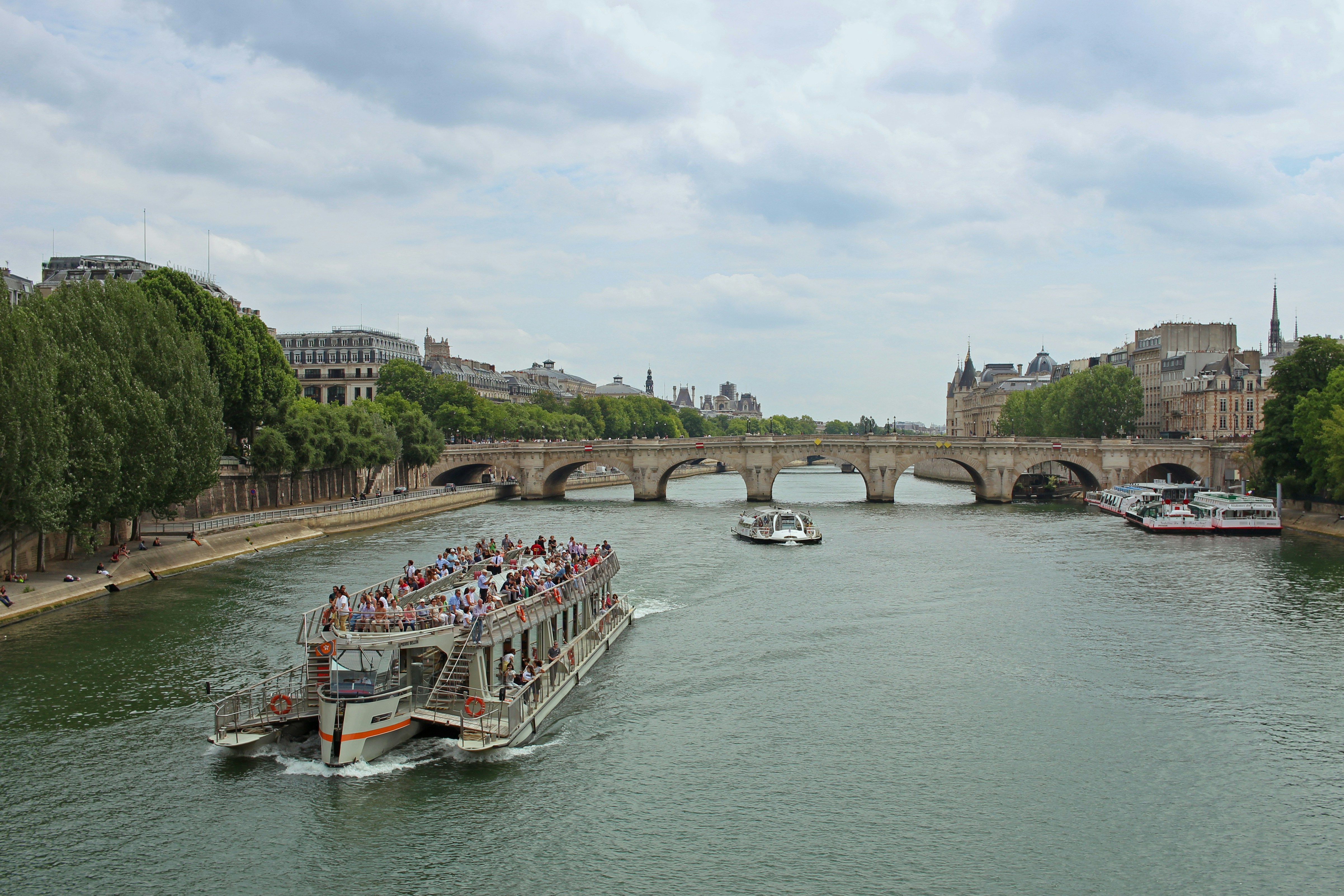 A tourist boat on the River Seine, Paris