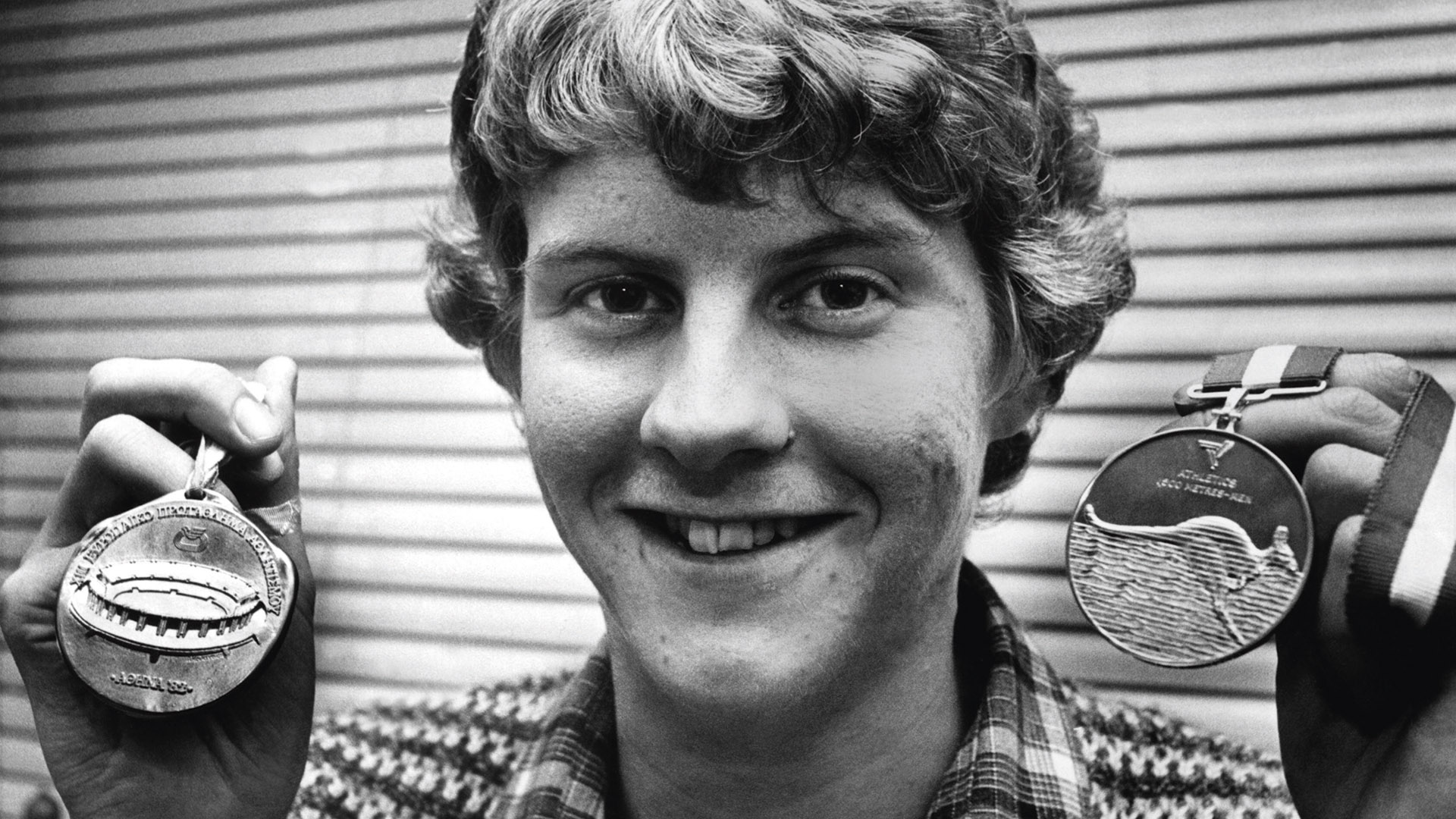 Steve Cram with some of his medals in 1982