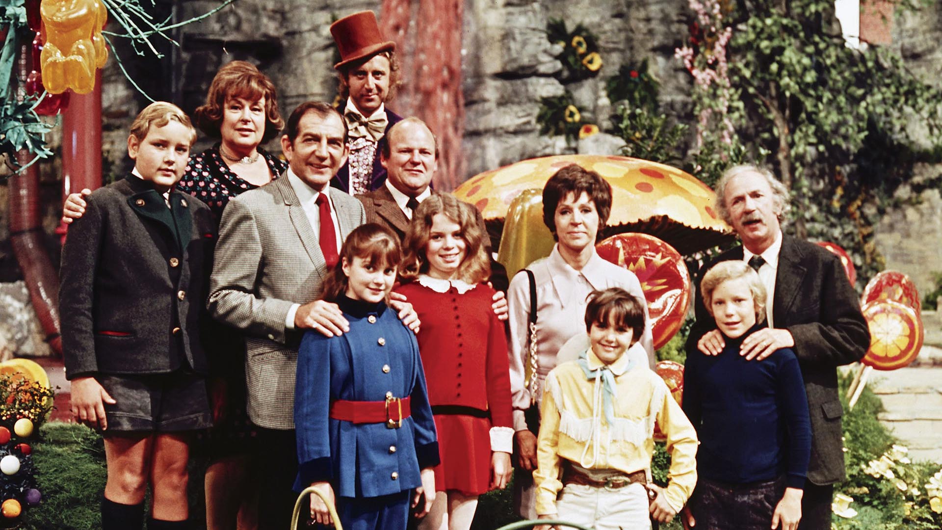 Julie Dawn Cole (in red) as Veruca Salt in Willy Wonka and the Chocolate Factory.