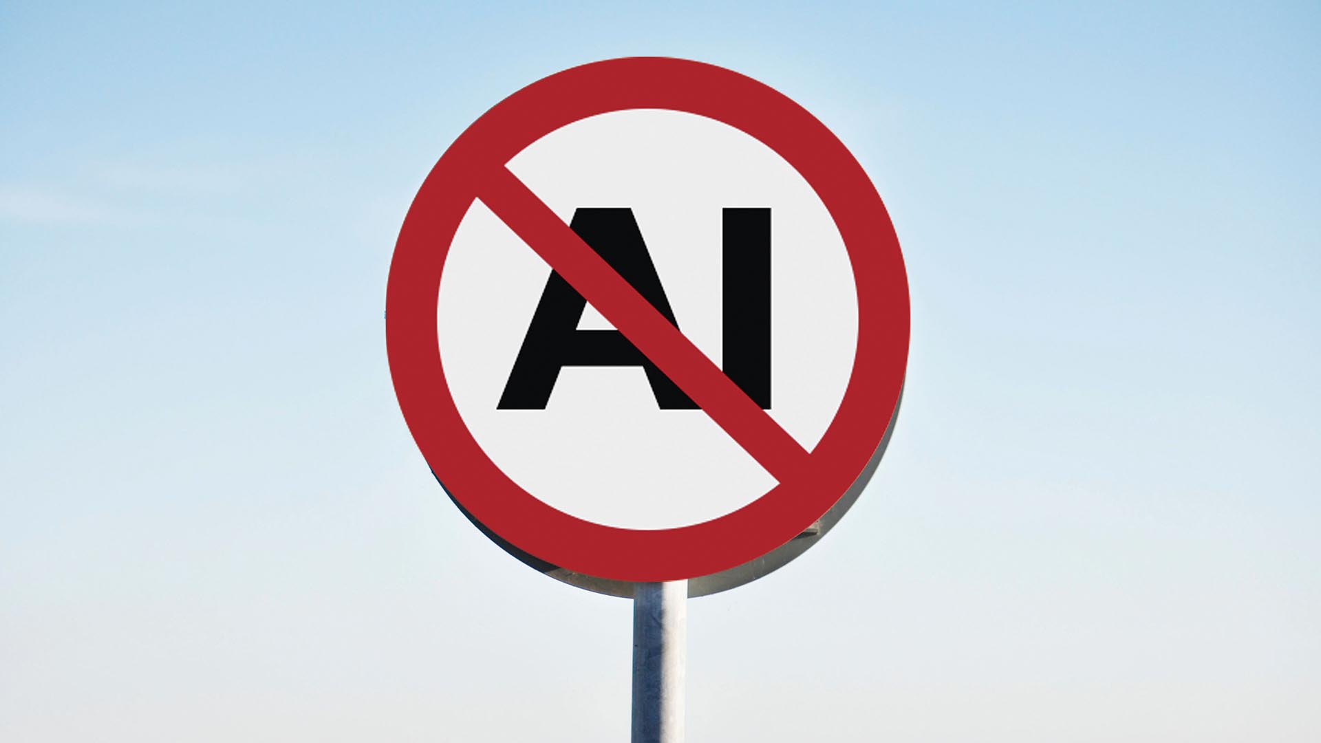 'No AI' sign