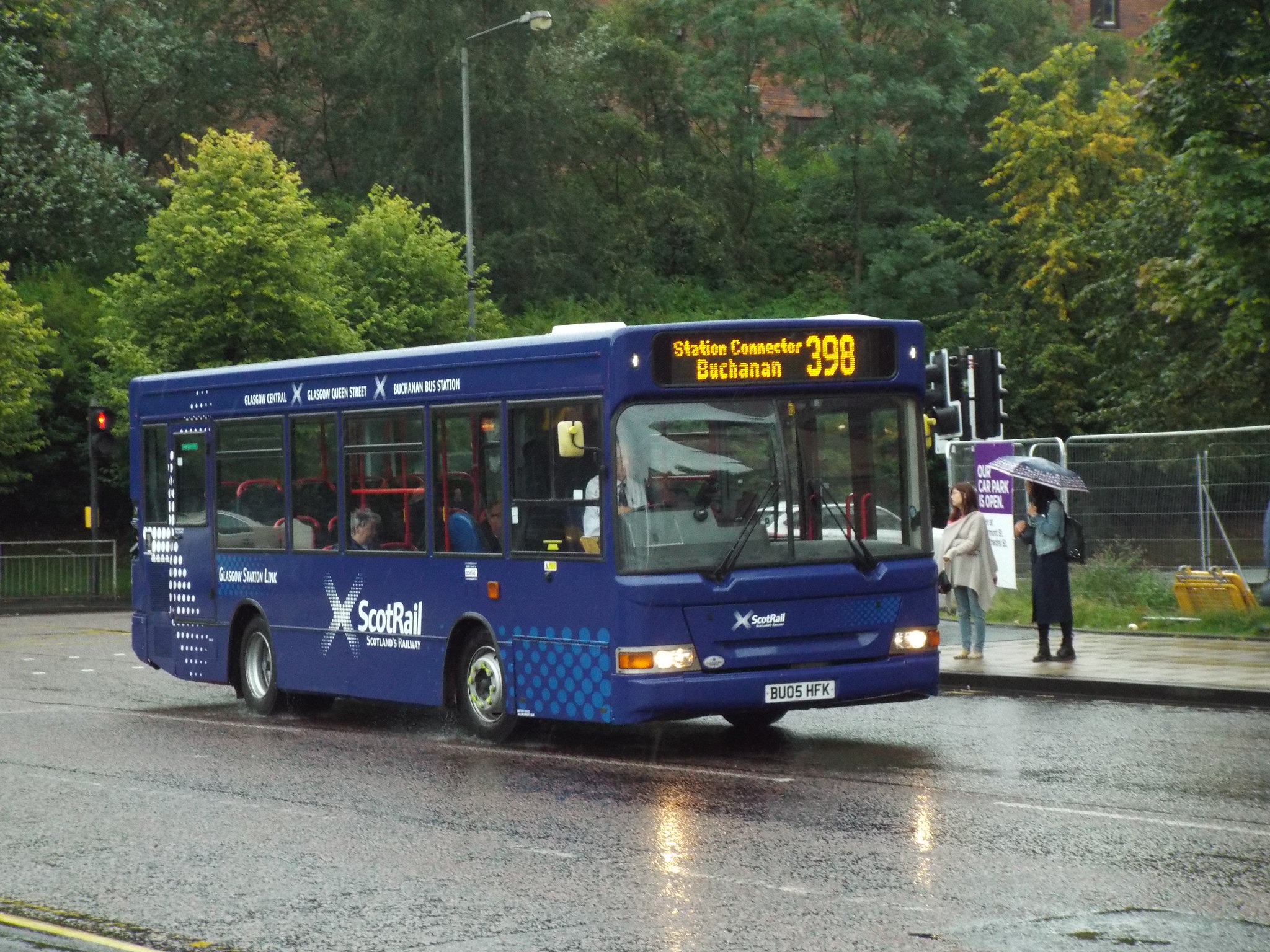 a blue bus in Scotland