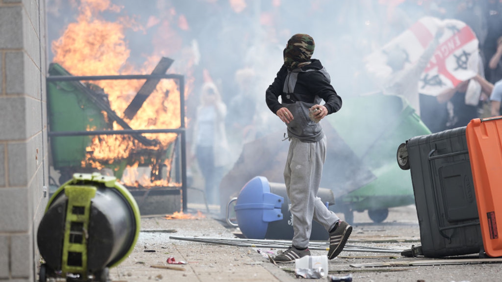 Youngster throws missile at far-right riot In Rotherham