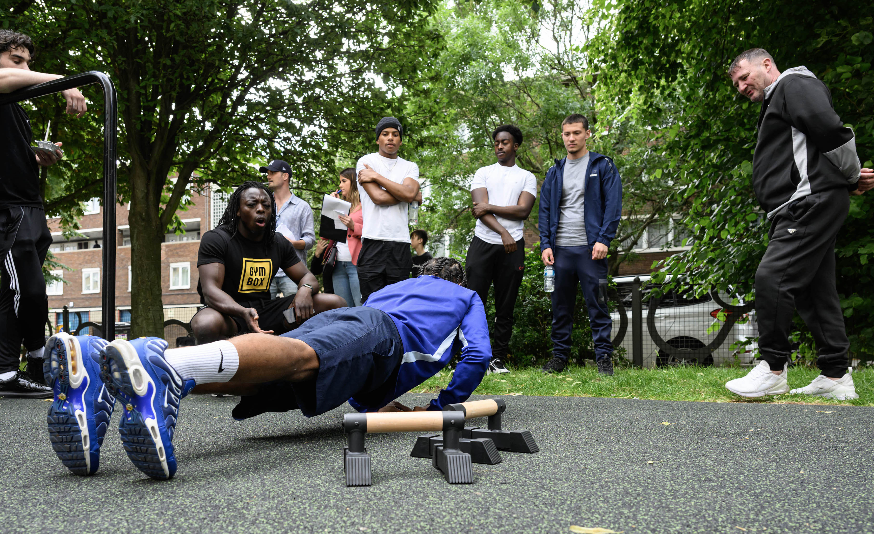 Local residents at the unveiling of the Northumberland Park Street Gym, developed by not-for-profit organisation Raza Sana and funded by Gymbox and Haringey Council