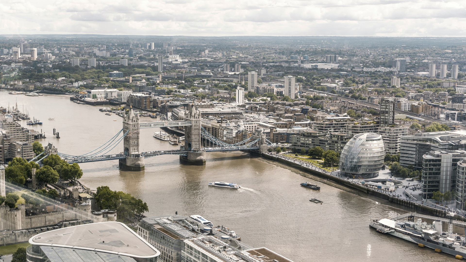 An aerial photo of London