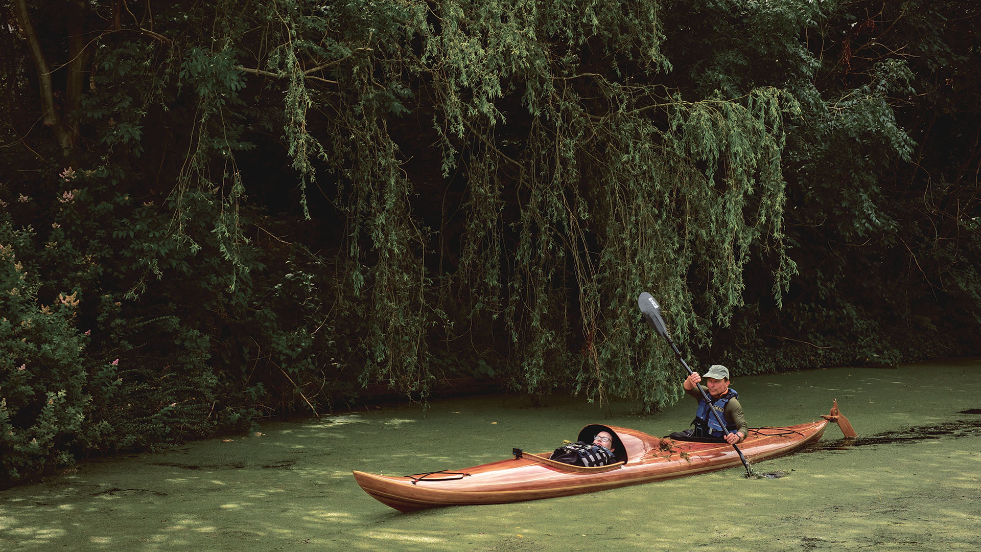 Lying down flat in a kayak offers a rarely seen view of the UK’s waterways