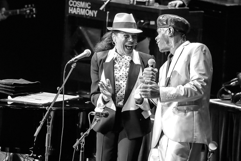 Pauline Black on stage with Arthur Hendrickson at the Royal Albert Hall in 2015