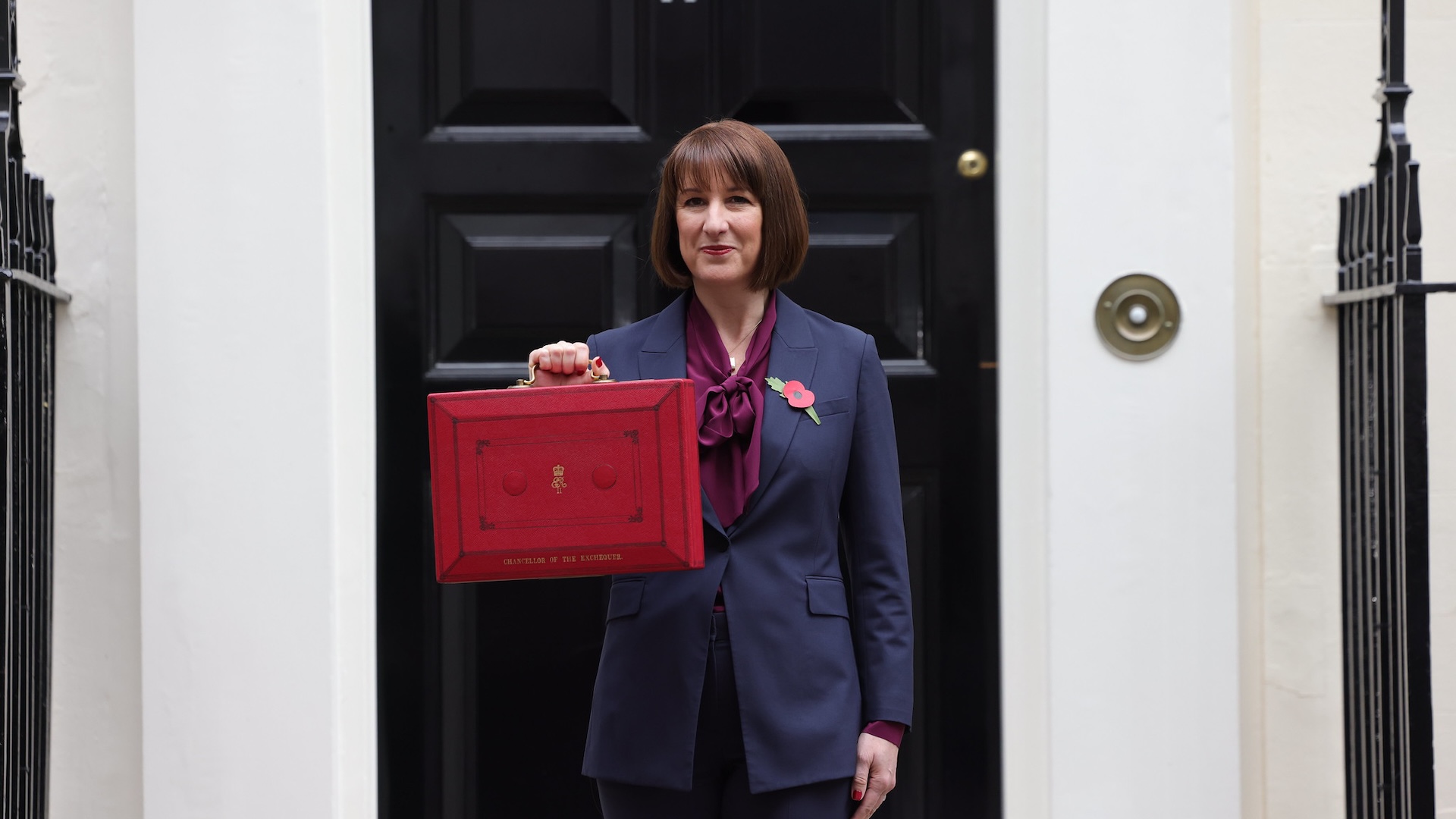 rachel reeves outside downing street with the budget