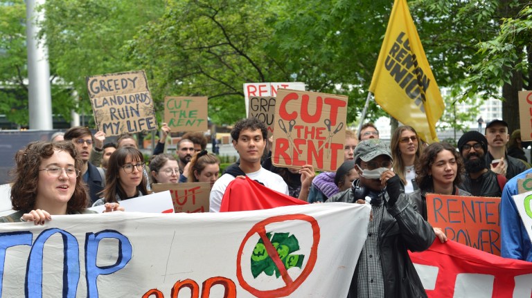 Renters at a protest