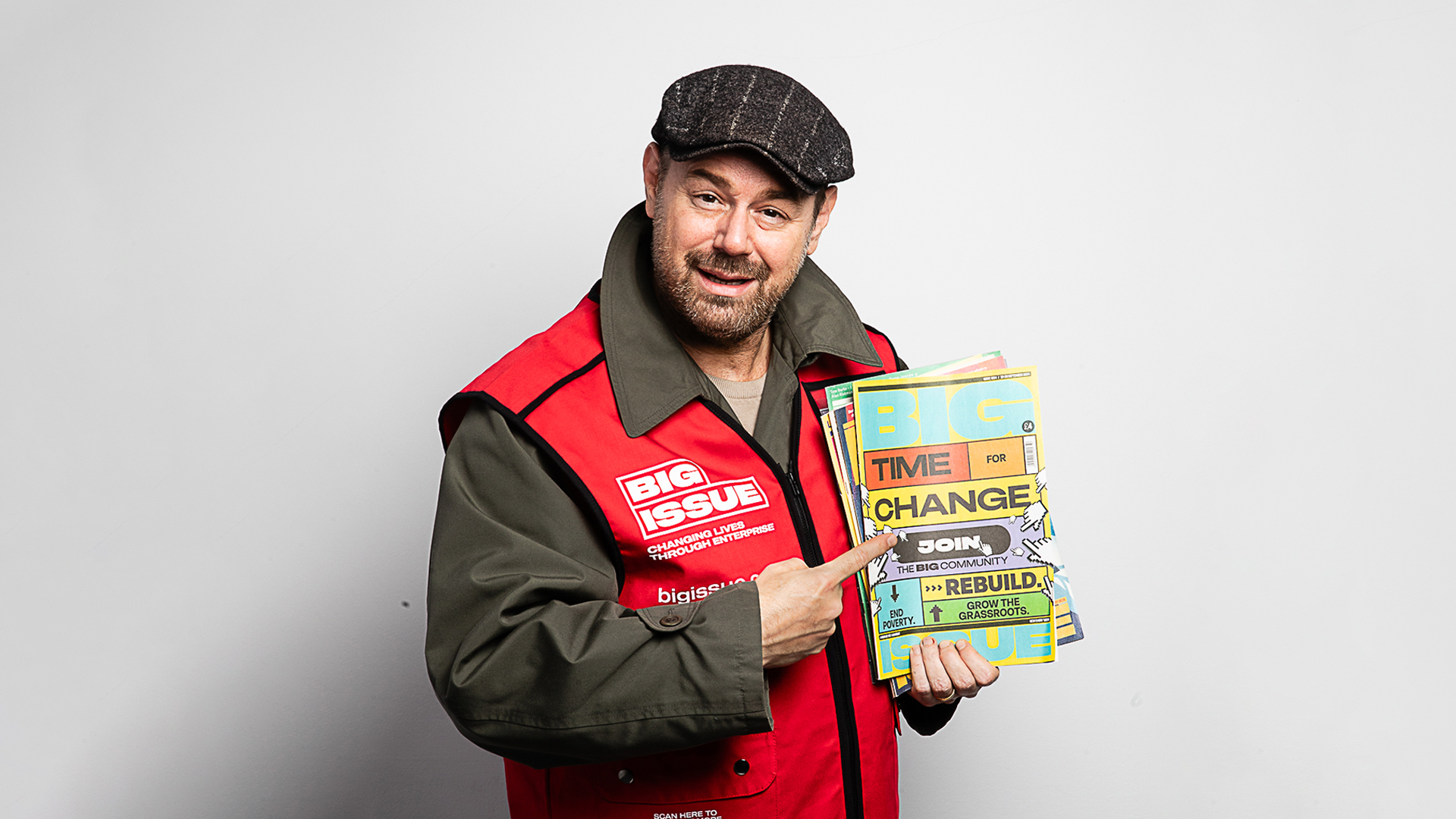 Danny Dyer in his Big Issue tabard