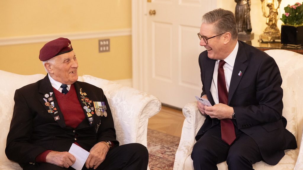 Prime minister Keir Starmer in 10 Downing Street with a veteran