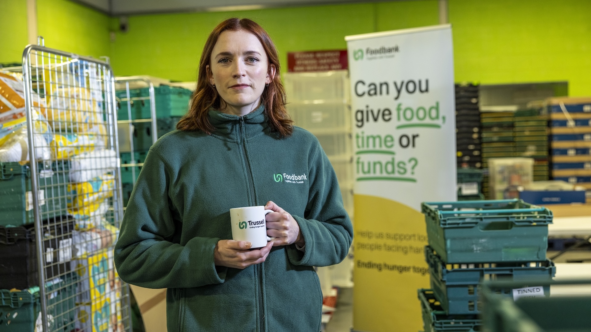 Charlotte Ritchie at Trussell food bank