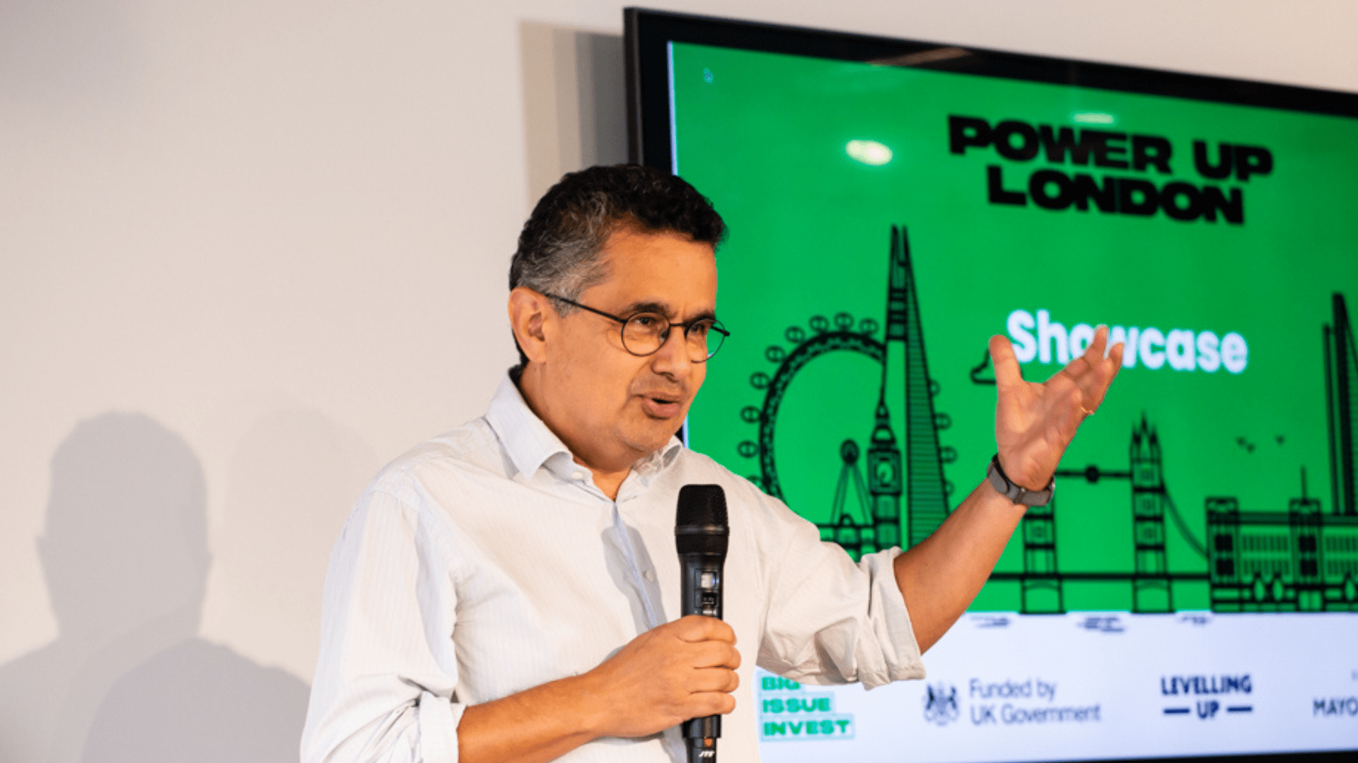 Big Issue Invest CEO Danyal Sattar presents at the Power Up London Showcase.