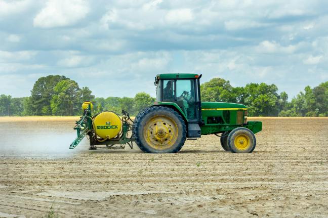 a tractor in a field