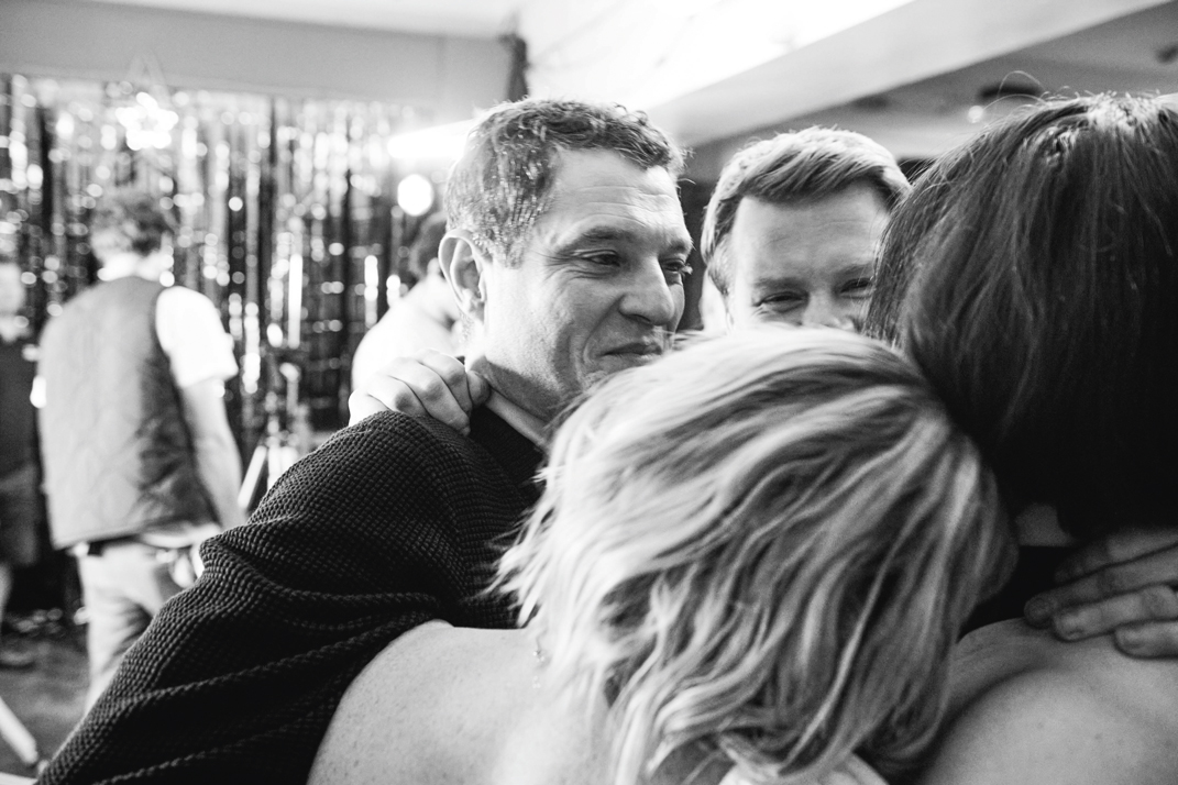 Horne, Corden, Jones and Page share a moment while filming the final show