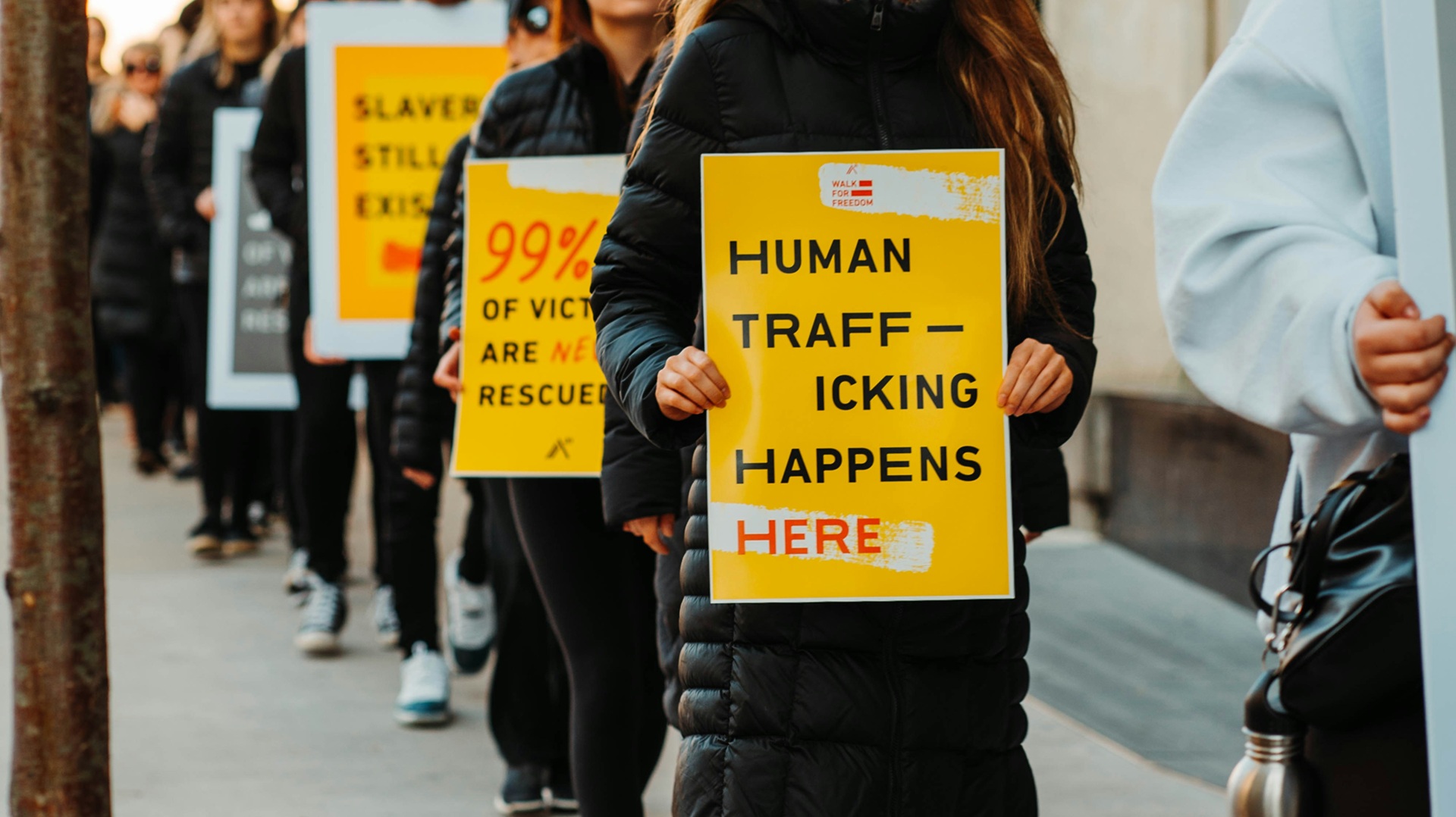 human trafficking and modern slavery protesters