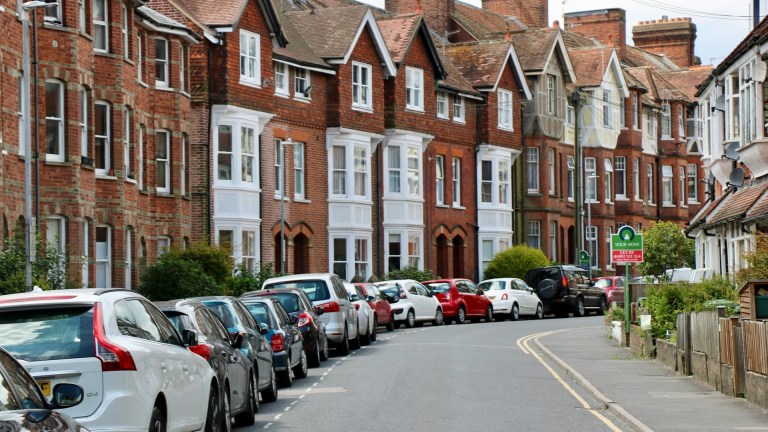 Houses on a street in England