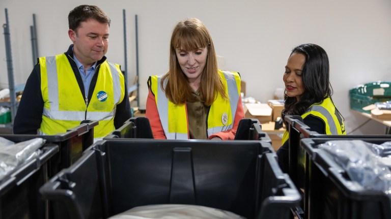 Crisis chief executive Matt Downie with housing secretary Angela Rayner and homelessness minister Rushanara Ali