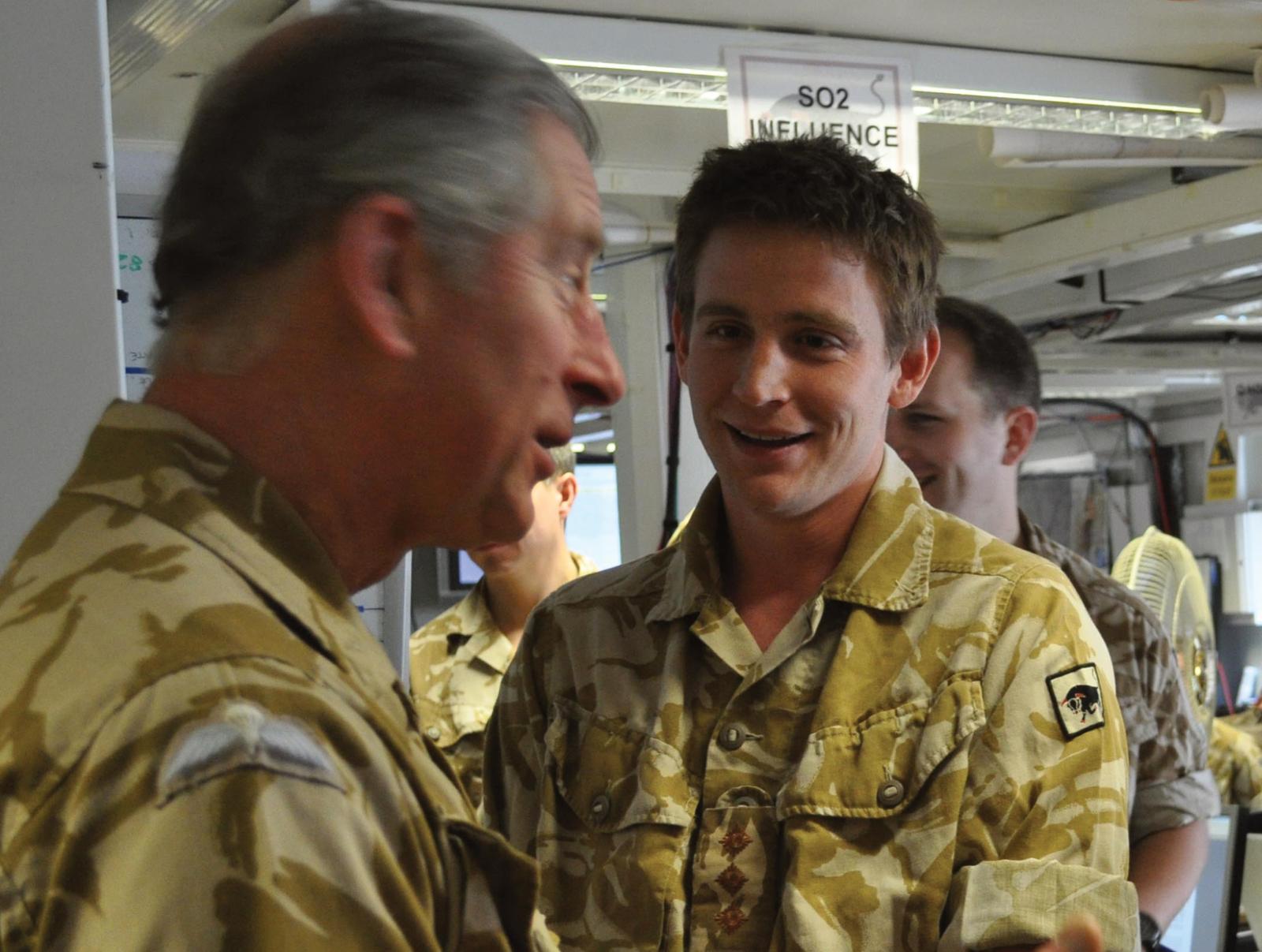 Lib Dem MP Mike Martin in army uniform with Prince Charles