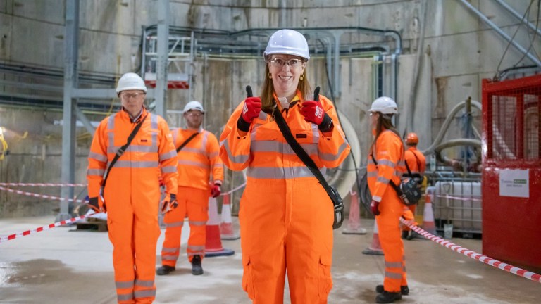 Labour deputy prime minister Angela Rayner in construction gear