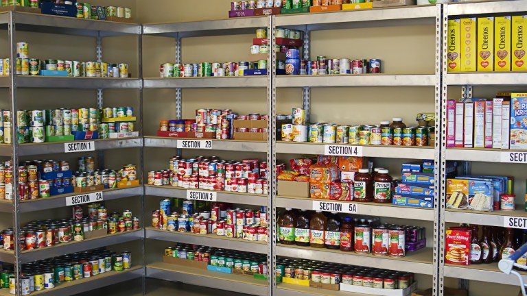 Food bank shelves